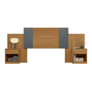 Conjunto Cabeceira Araguaia Freijó/Off White Cinza Flex