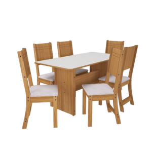 Conjunto Mesa Évora/Lisboa Freijó/Off White 1,50 6 Cadeiras