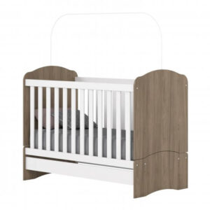 Berço Mini Cama Bala de Menta Rústico/Branco