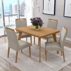 Conjunto Mesa Aline 1,20 e Cadeiras Betina