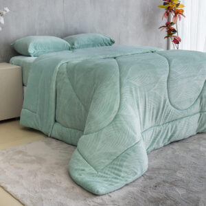 Edredom de Plush Splendore Verde Surf Solteiro