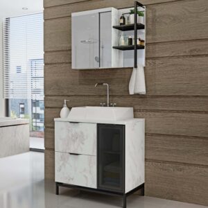 Kit Balcão de Banheiro Quebec C/Pé