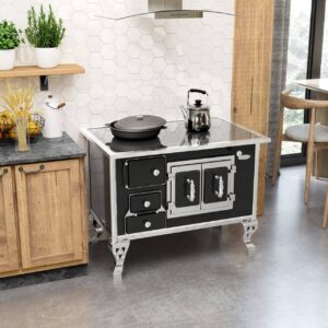 Fogão a Lenha Nº2 Porta Dupla L/D Vitrocerâmica Preta