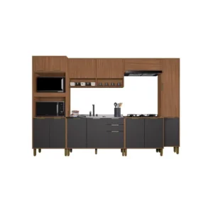 Cozinha Modulada Toronto 6 Peças Freijó/Chumbo – Indékes