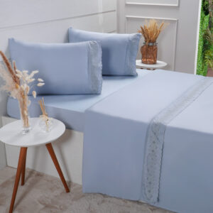 Jogo De Cama Broderie Microfibra Solteiro Blue
